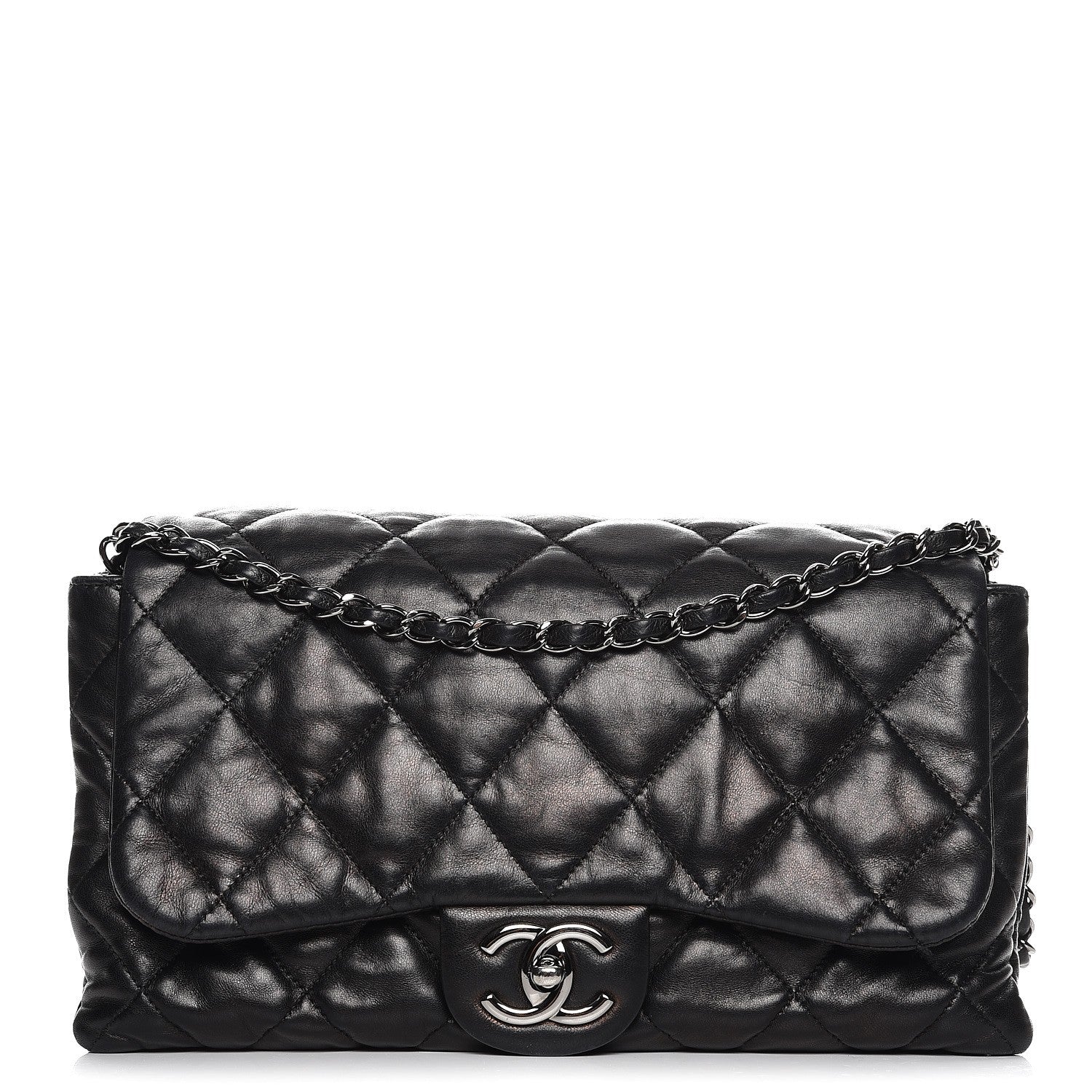 Chanel Lambskin Quilted 3 Accordion Flap Bag Black 1 of 12