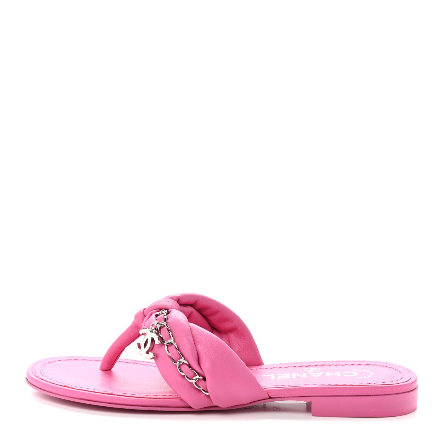 Chanel Lambskin Chain Thong Sandals 35.5 Fuchsia 1 of 9