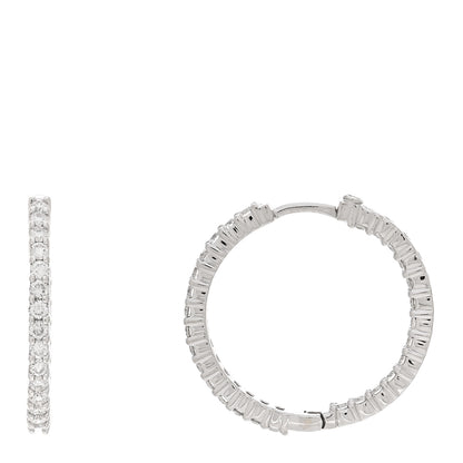 Roberto Coin 18K White Gold Diamond 1.50ctw Small Inside Outside Hoop Earrings 1 of 4