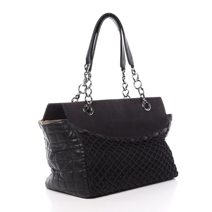 Chanel Lambskin Canvas Chocolate Bar CC Shopping Tote Black 4 of 14