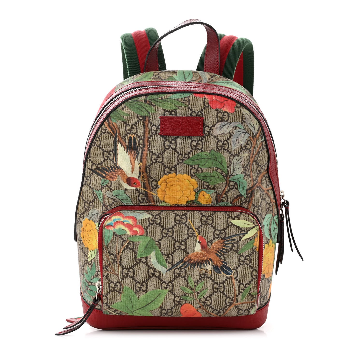 GG Supreme Monogram Tian Web Small Day Backpack Beige Multicolor Red