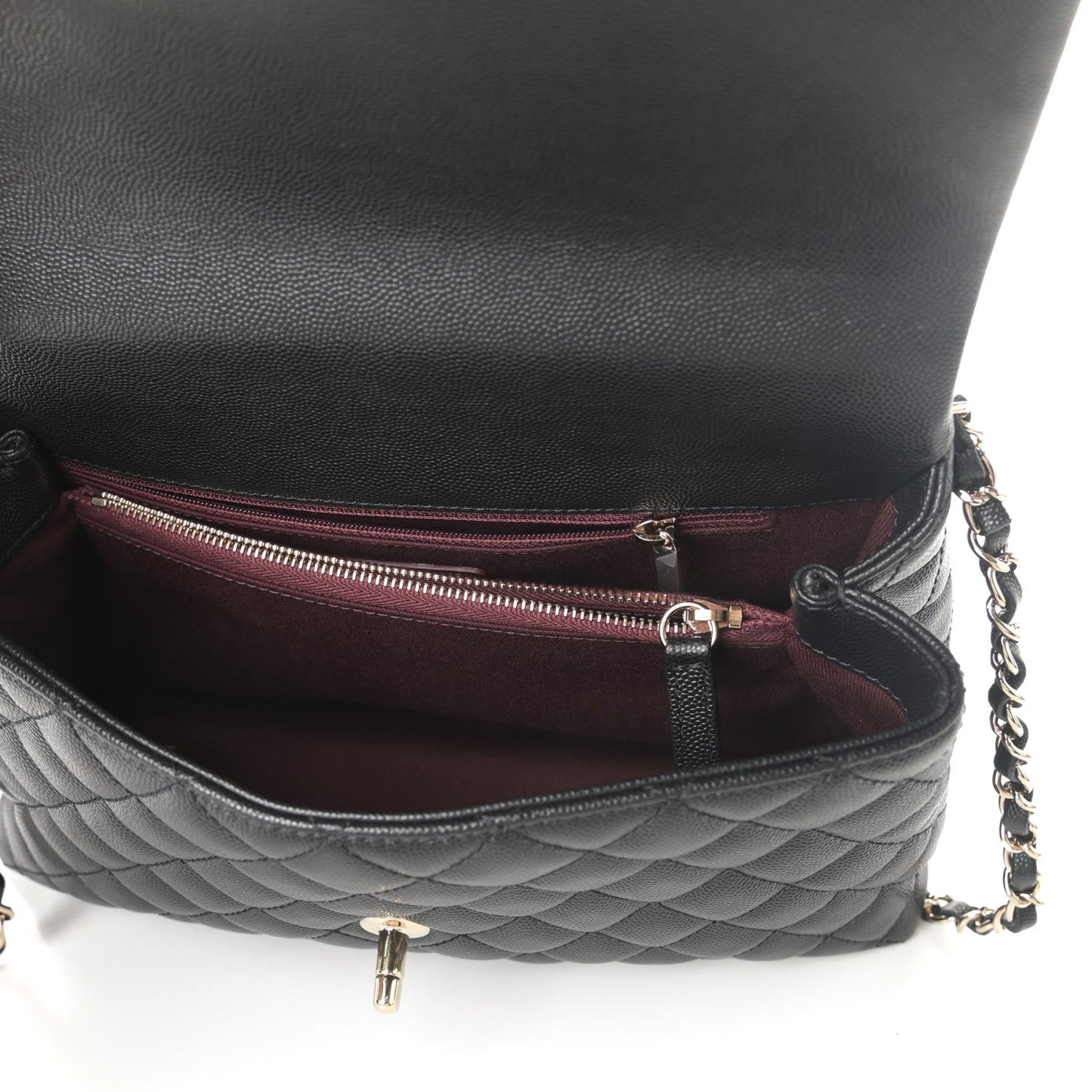 Caviar Quilted Small Coco Handle Flap Black