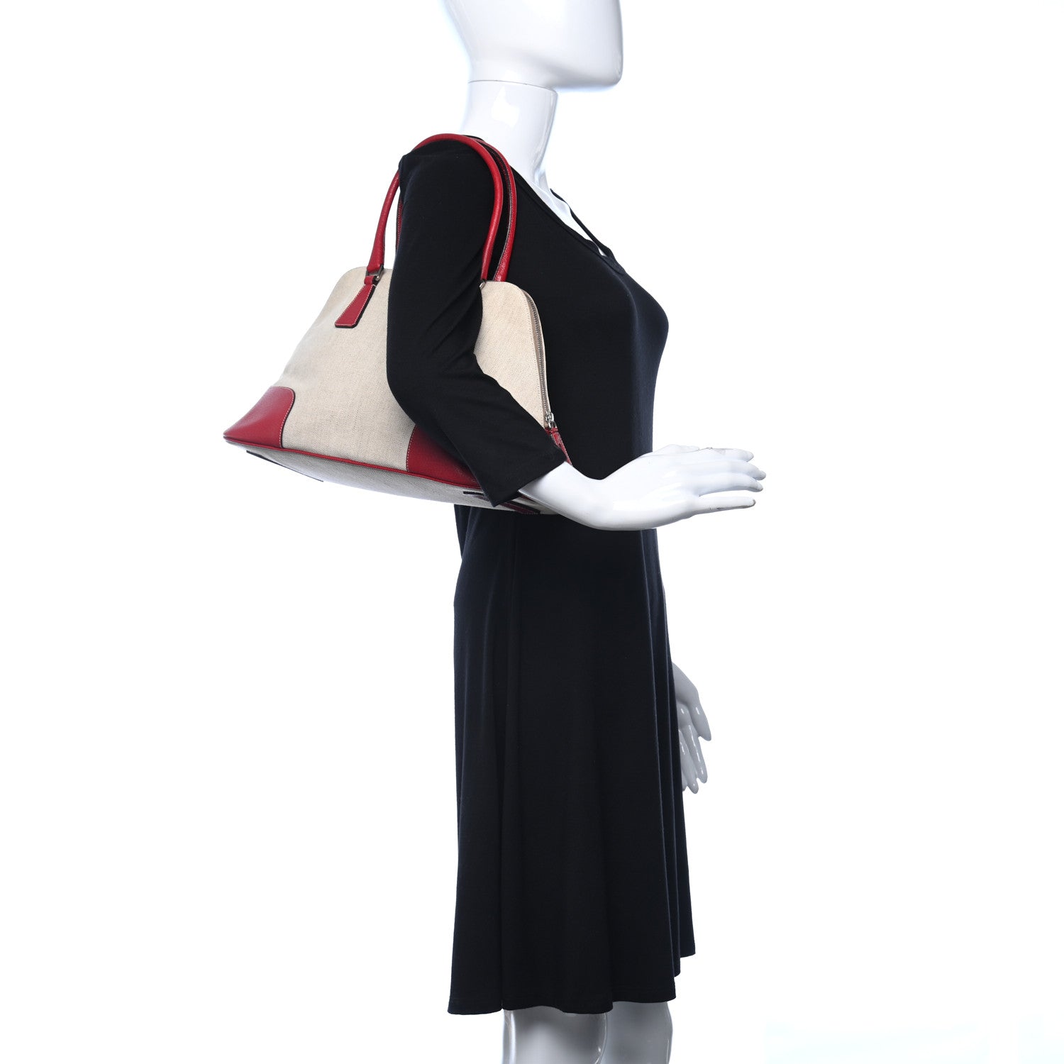 Prada Canapa Cinghiale Frame Bowler Red 2 of 9