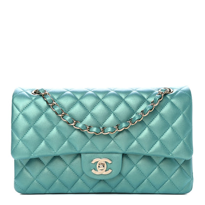 Chanel Iridescent Calfskin Quilted Medium Double Flap Green 1 of 5