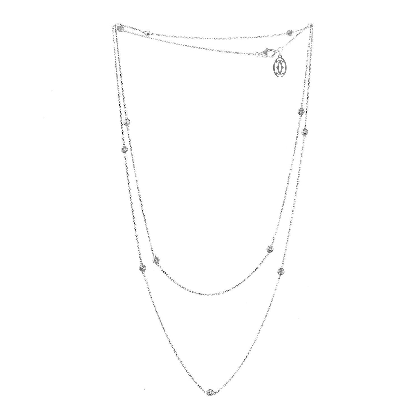 18K White Gold 12 Diamond D'Amour Station Necklace