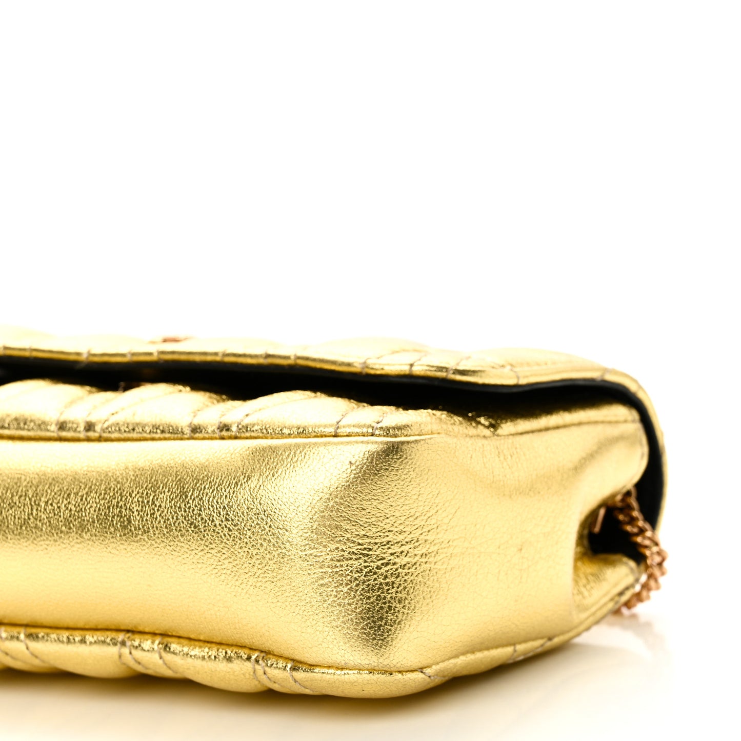 Metallic Nappa Quilted Virtus Evening Bag Gold