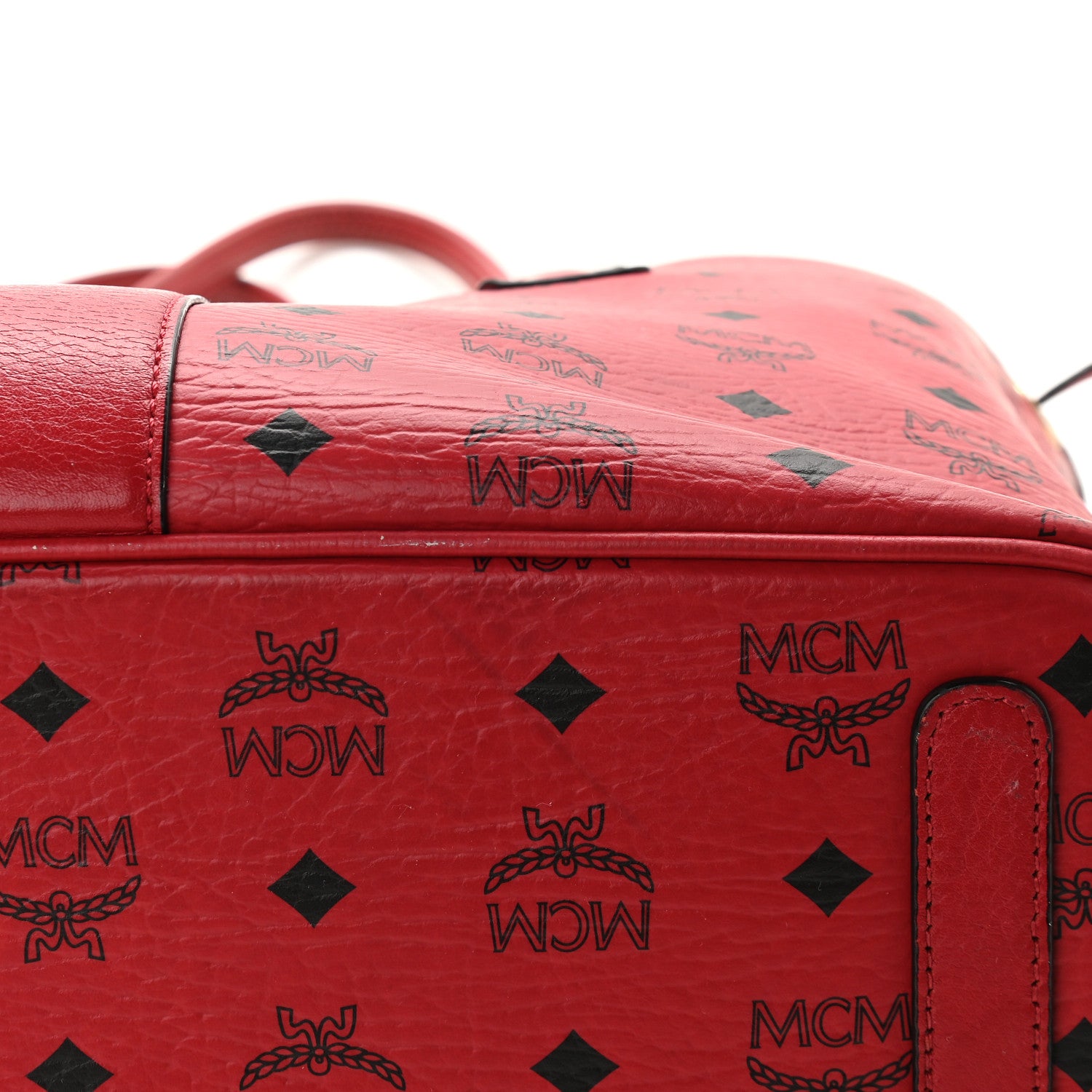 MCM Visetos Medium Liz Reversible Shopper Tote Ruby Red 14 of 17