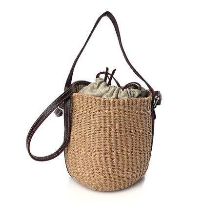 Chloe X MIFUKO Raffia Calfskin Small Woody Basket Shoulder Bag Purple Red 1 of 8