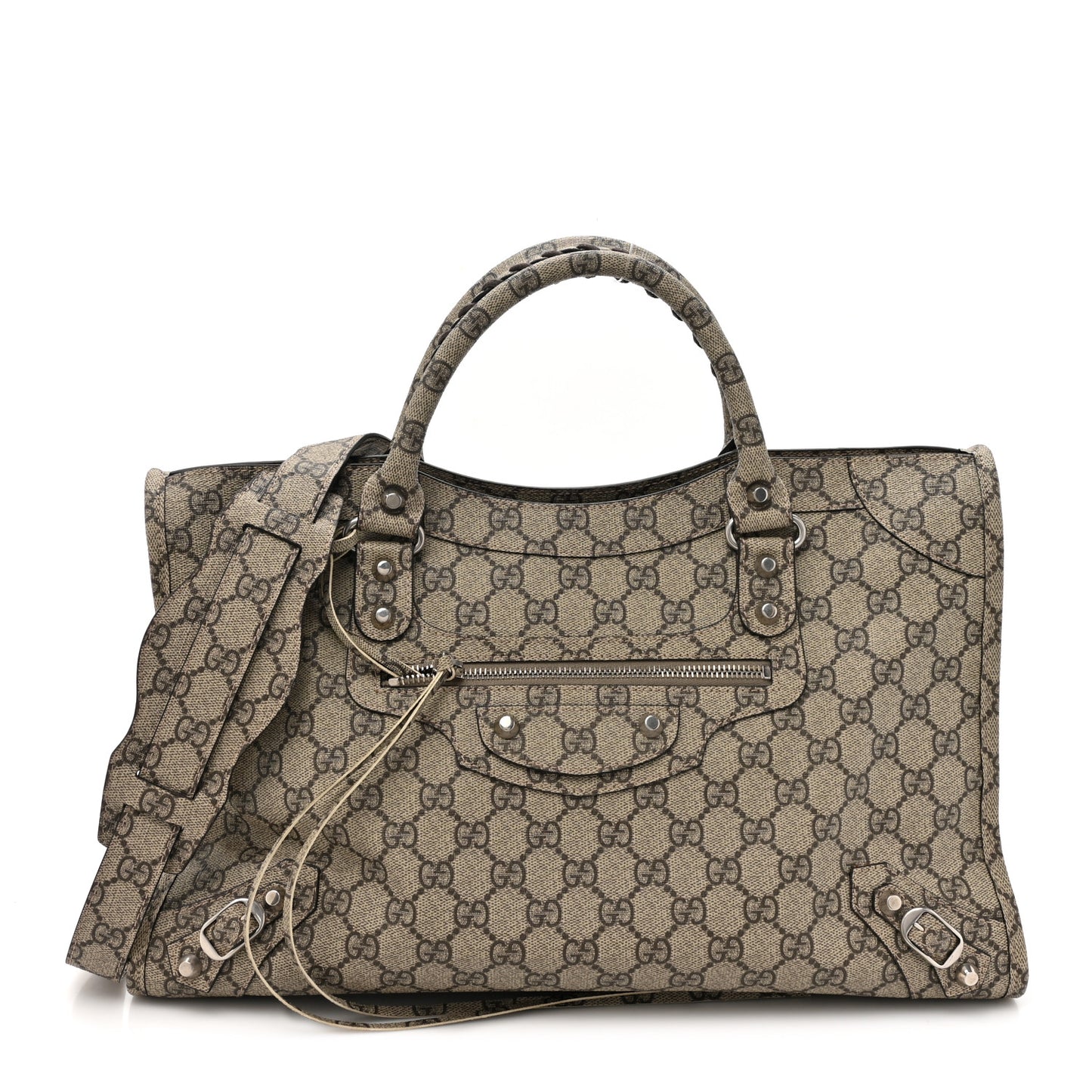 X GUCCI GG Supreme Monogram Neo Classic Silver Hardware City Beige Ebony