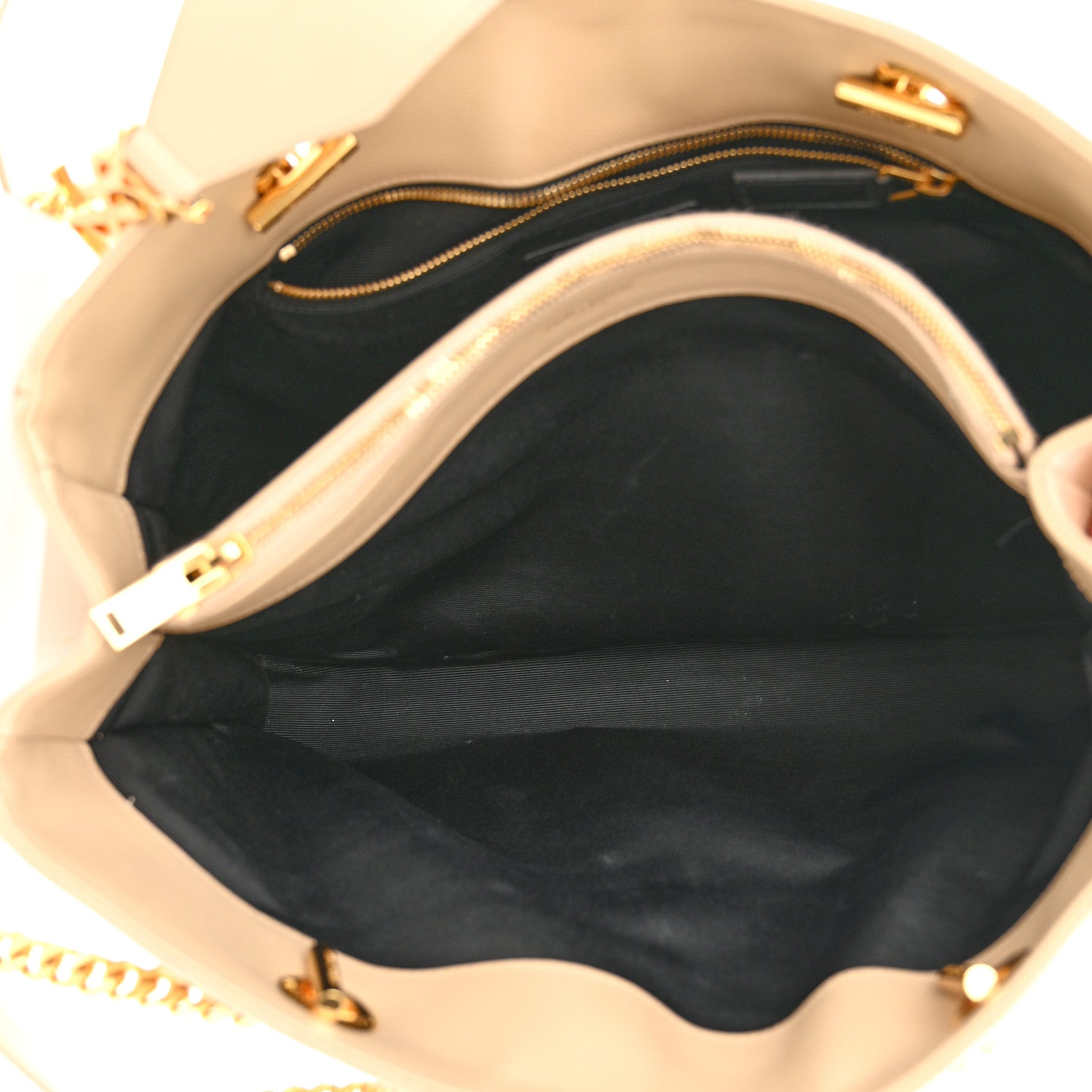 Saint Laurent Grain De Poudre Matelasse Chevron Monogram Shopping Bag Nude Powder 6 of 15