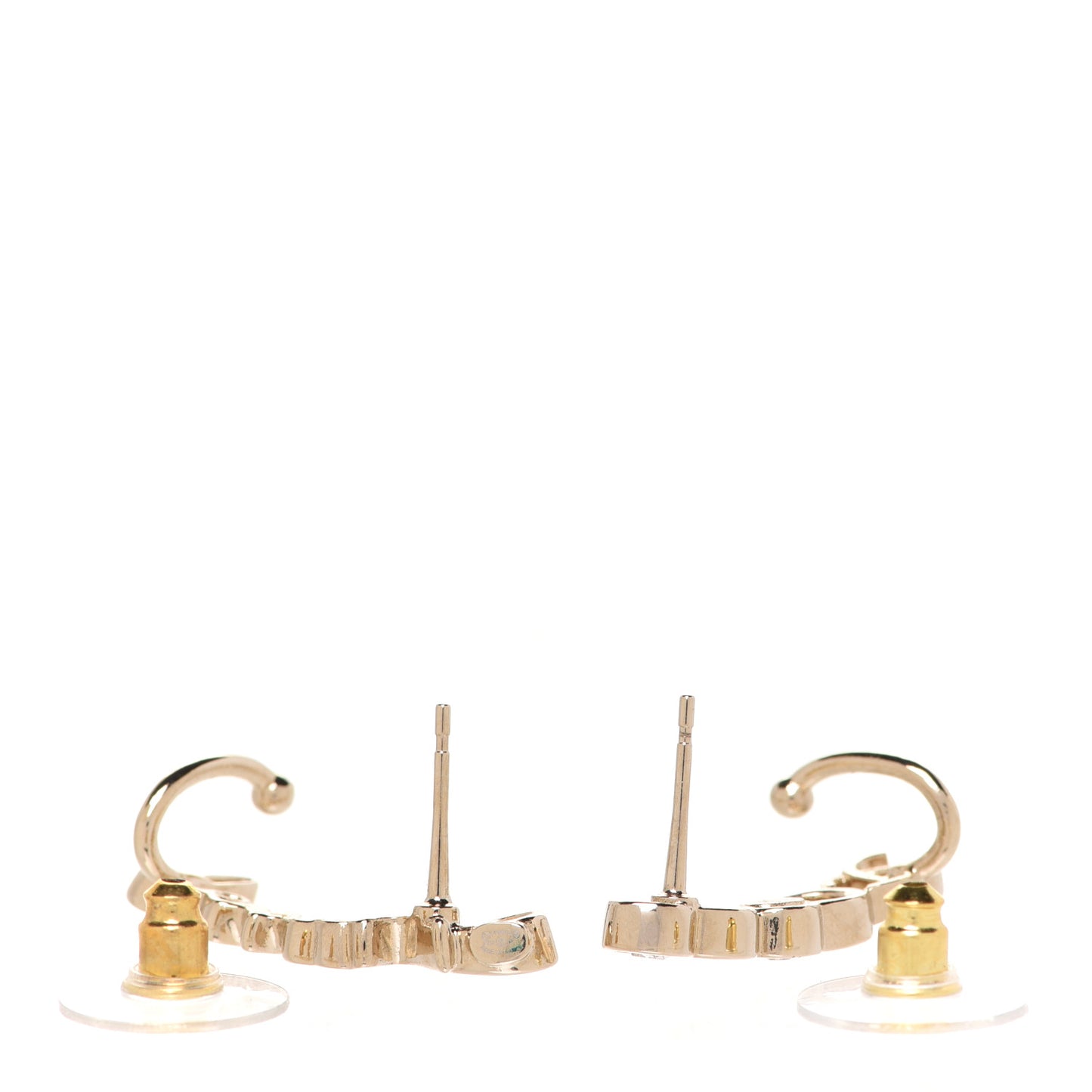 Metal Crystal Coco Script CC Climber Earrings Gold