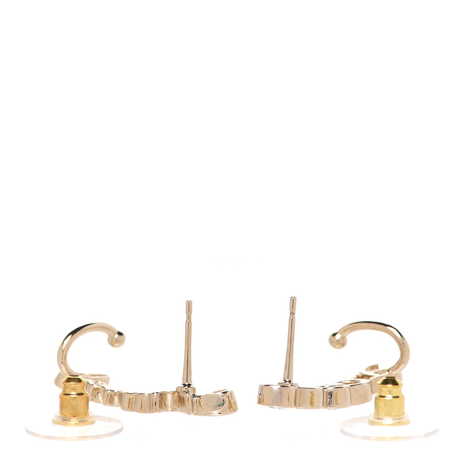 Chanel Metal Crystal Coco Script CC Climber Earrings Gold 4 of 5
