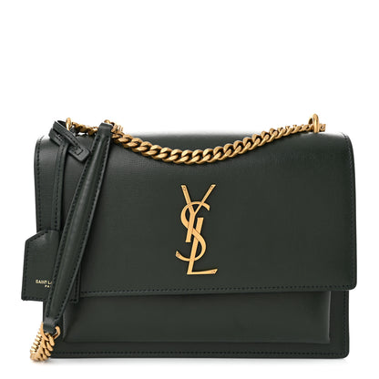 Saint Laurent Smooth Calfskin Medium Monogram Sunset Satchel Vert Kaki 1 of 10