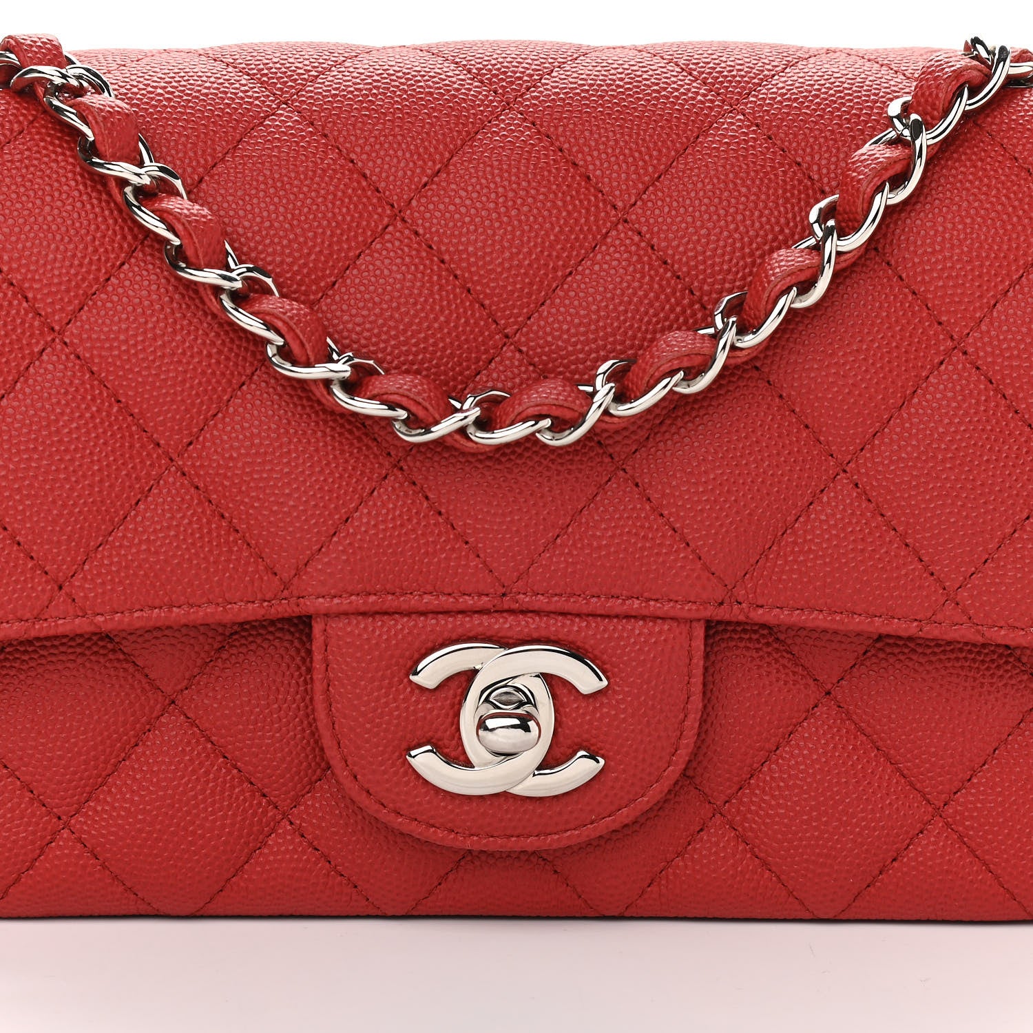 Chanel Caviar Quilted Mini Rectangular Flap Red 8 of 11
