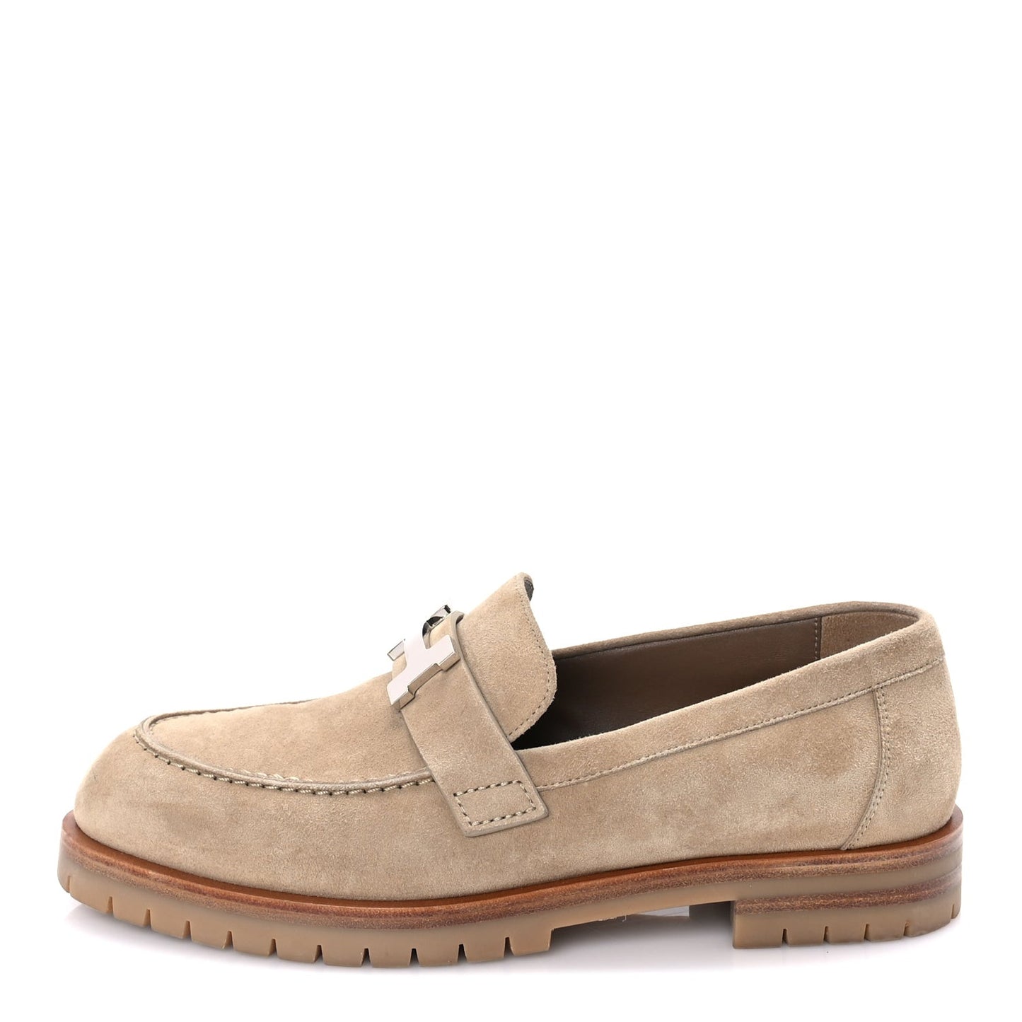 Suede Goatskin Womens Faubourg Loafers 37 Beige Argile Beige Argile