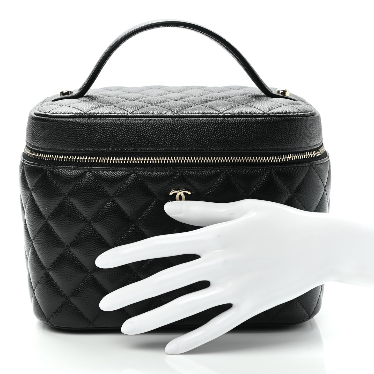 Caviar Quilted Large Vanity Pouch Black