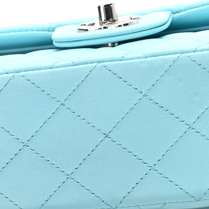 Chanel Lambskin Quilted Medium Double Flap Neon Blue 10 of 11