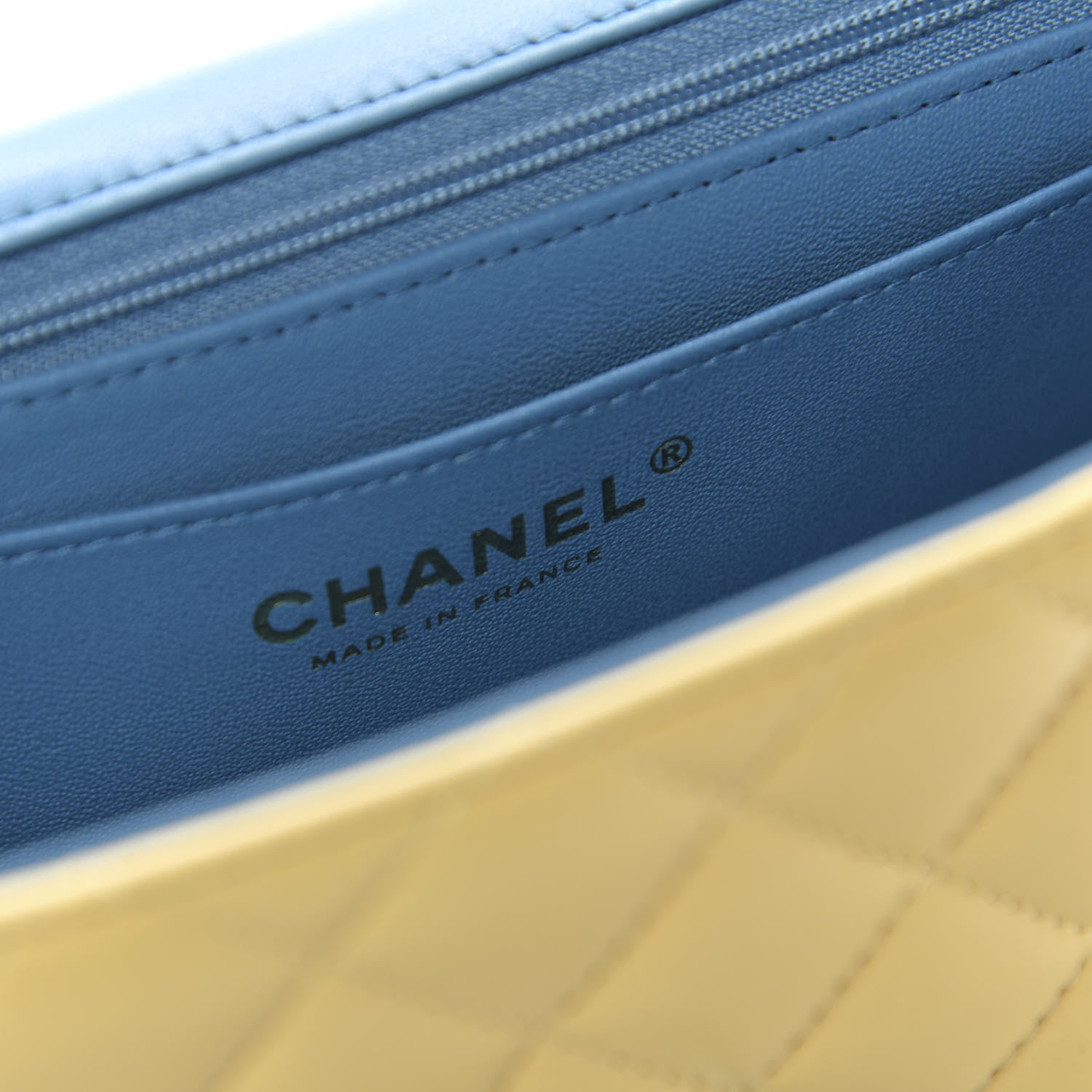 Chanel Lambskin Quilted Mini Rectangular Flap Yellow Blue 8 of 9