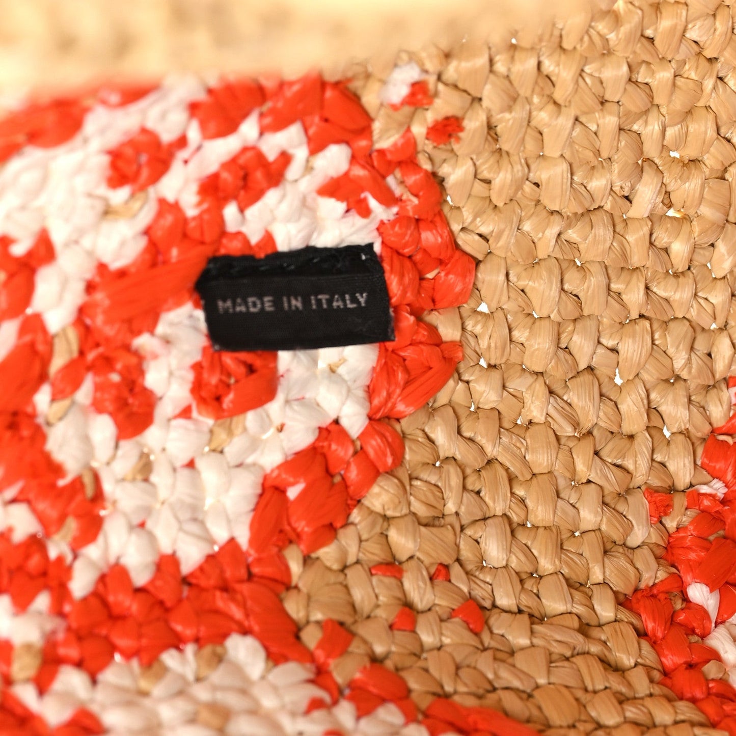 Raffia Floral Small Logo Tote Naturale Arancio Naturale Arancio