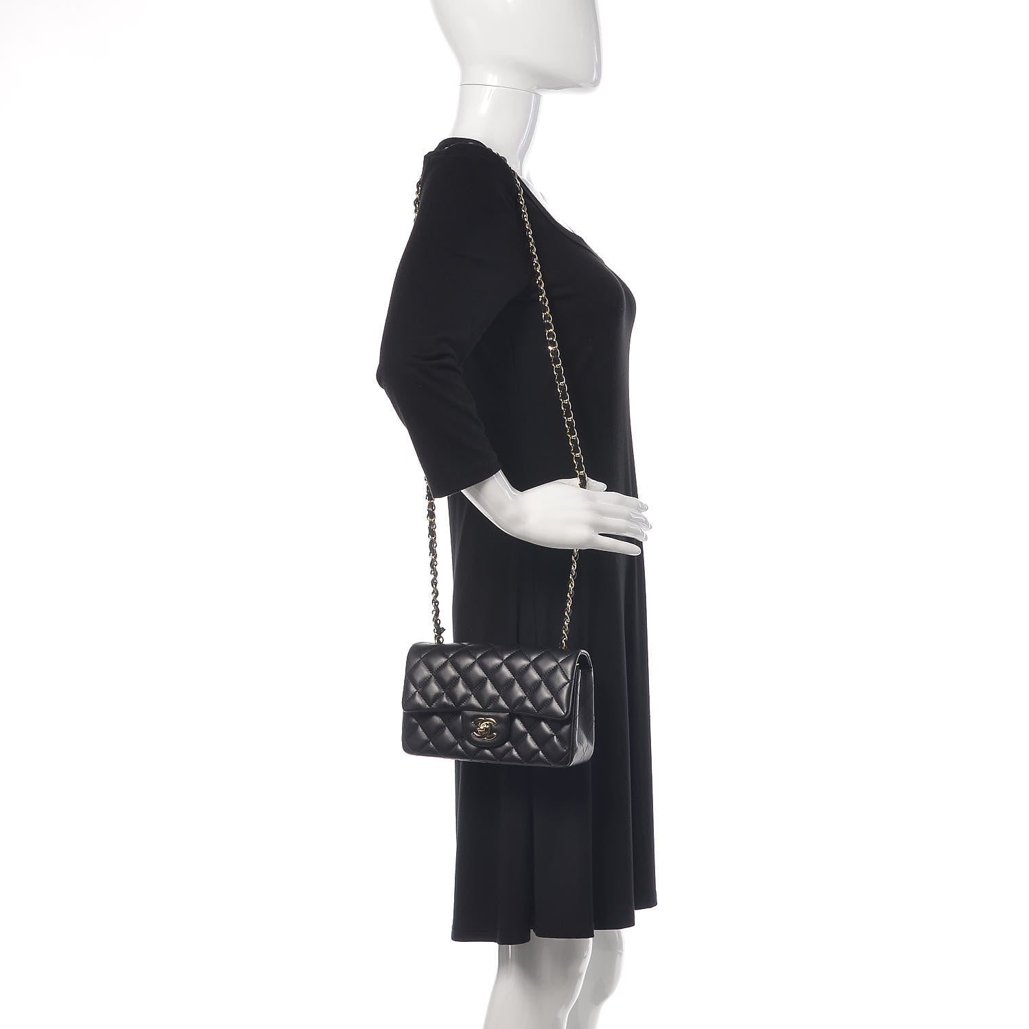 Chanel Lambskin Quilted Mini Rectangular Flap Black 2 of 10