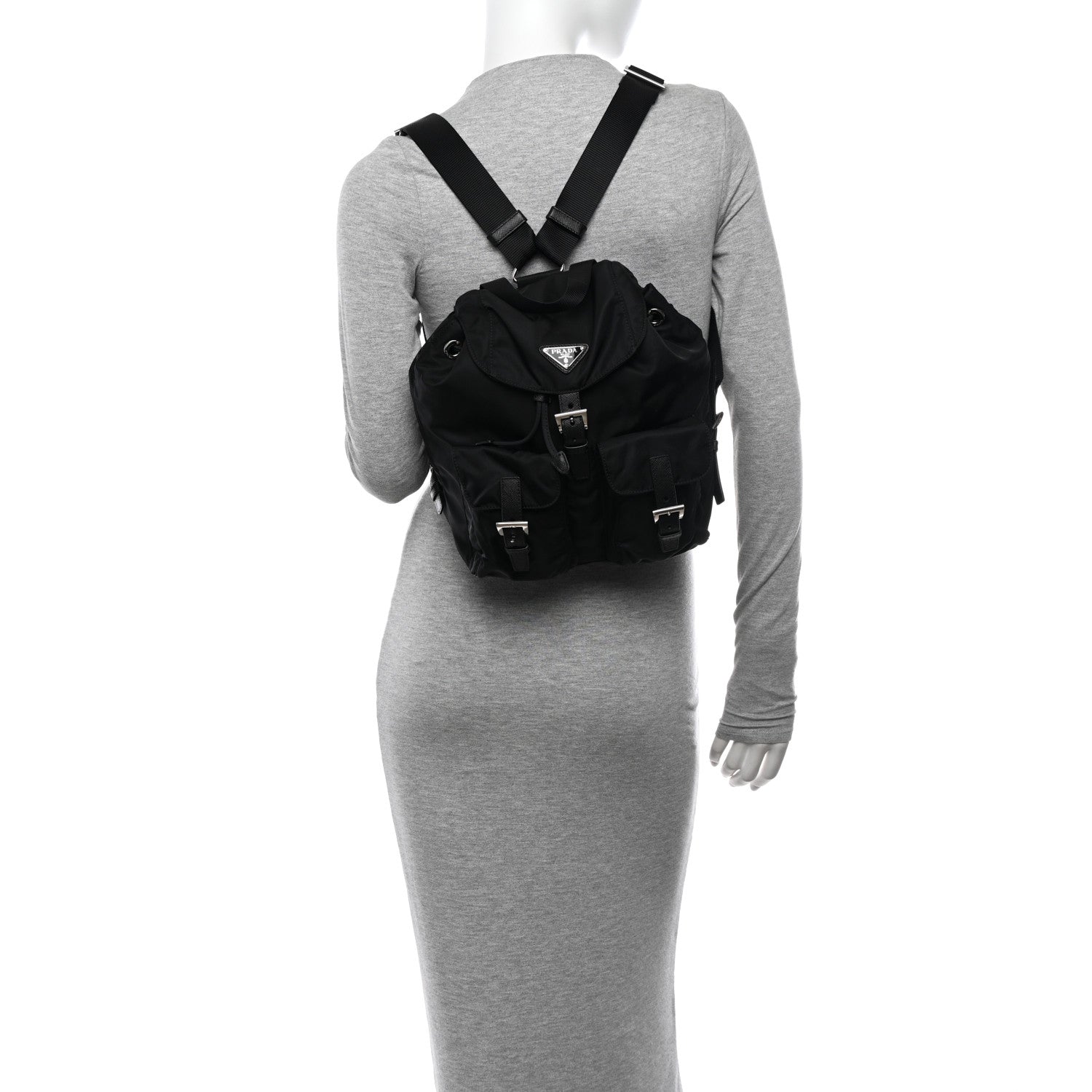 Prada Tessuto Nylon Saffiano Vela Backpack Black 2 of 9