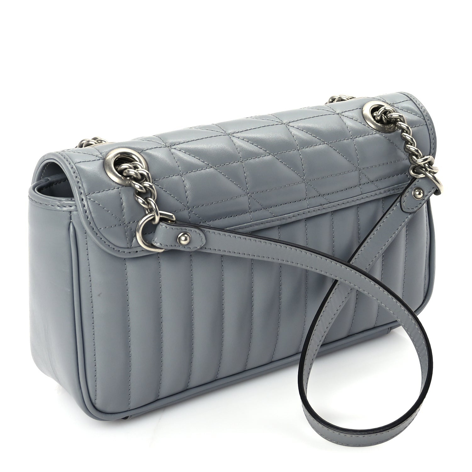 Gucci Calfskin Matelasse Aria Small GG Marmont Shoulder Bag  Deep Grey 2 of 8