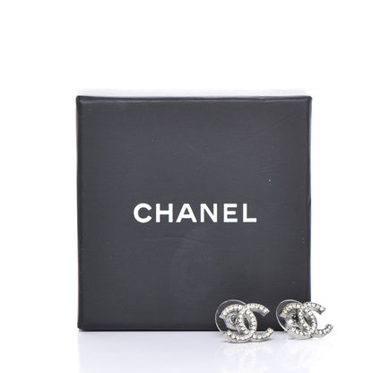 Chanel Crystal Timeless CC Earrings Silver 6 of 6