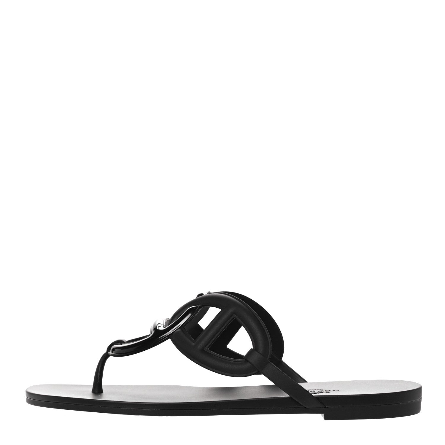 Hermes Rubber Womens Egerie Sandals 39 Black 1 of 9