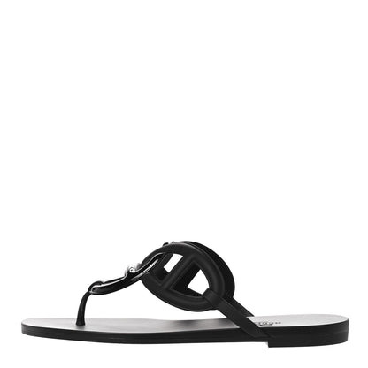 Hermes Rubber Womens Egerie Sandals 39 Black 1 of 9