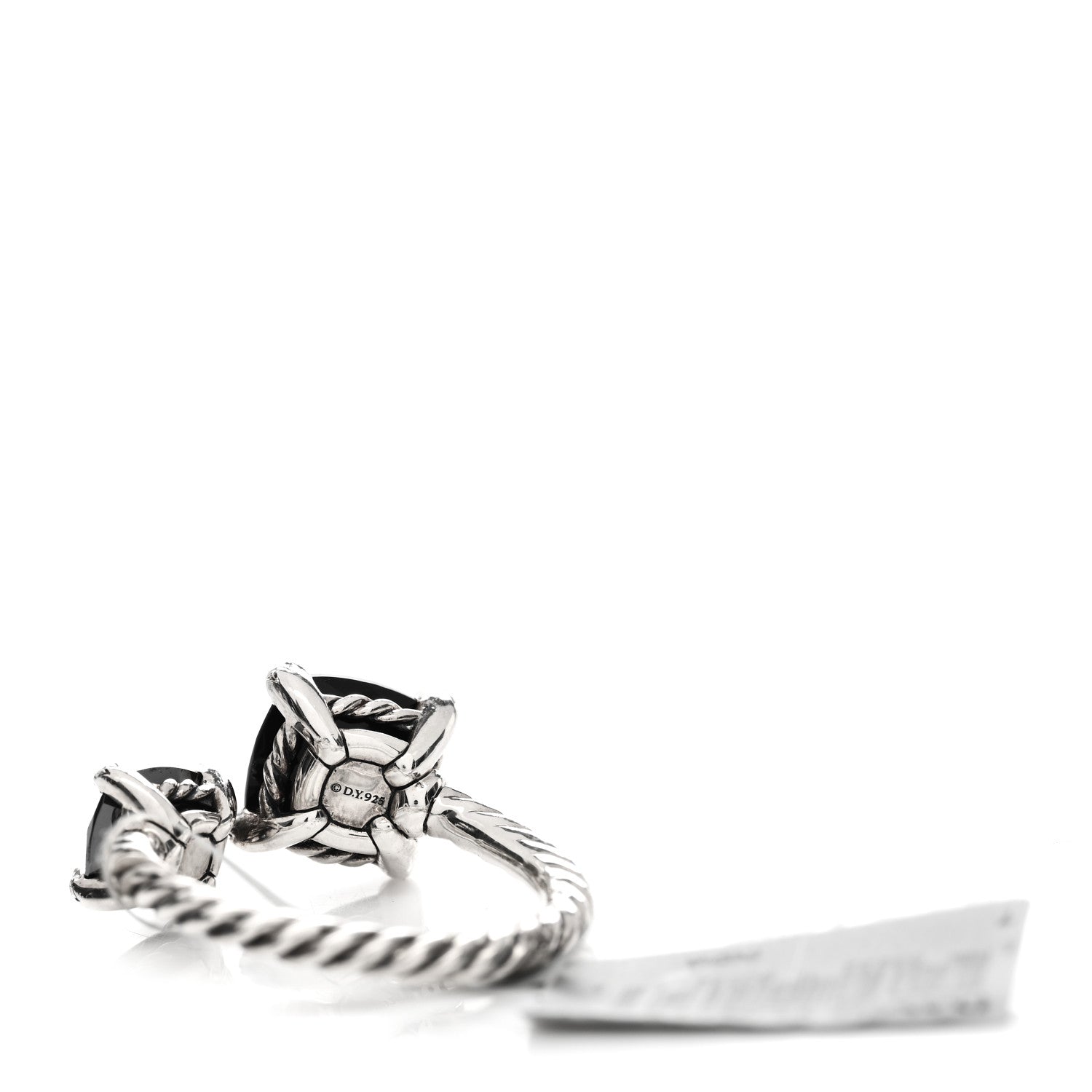 David Yurman Sterling Silver Diamond Black Onyx Hematine Chatelaine Bypass Ring 55 7.25 3 of 3