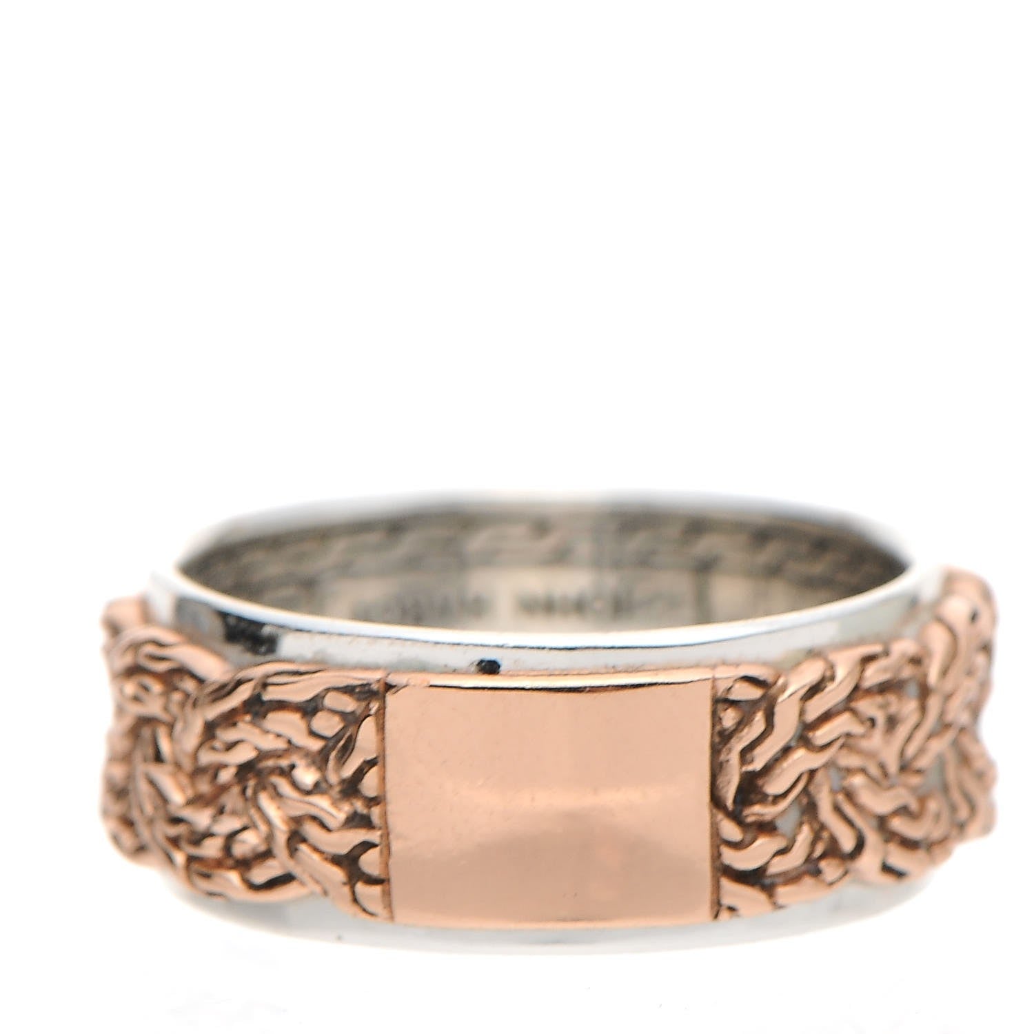 John Hardy Sterling Silver Bronze Classic Chain Braided Two Tone Ring 62 10 1 of 7