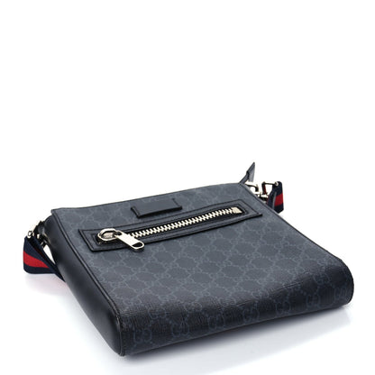 Gucci GG Supreme Monogram Web Small Flat Messenger Bag Black Grey 3 of 10
