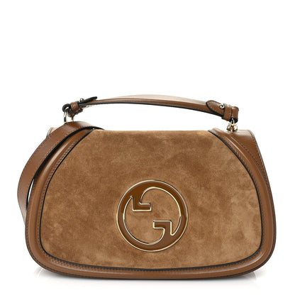 Gucci Suede Roxy Calfskin Large Blondie Top Handle Flap Bag  Light Brown 1 of 8