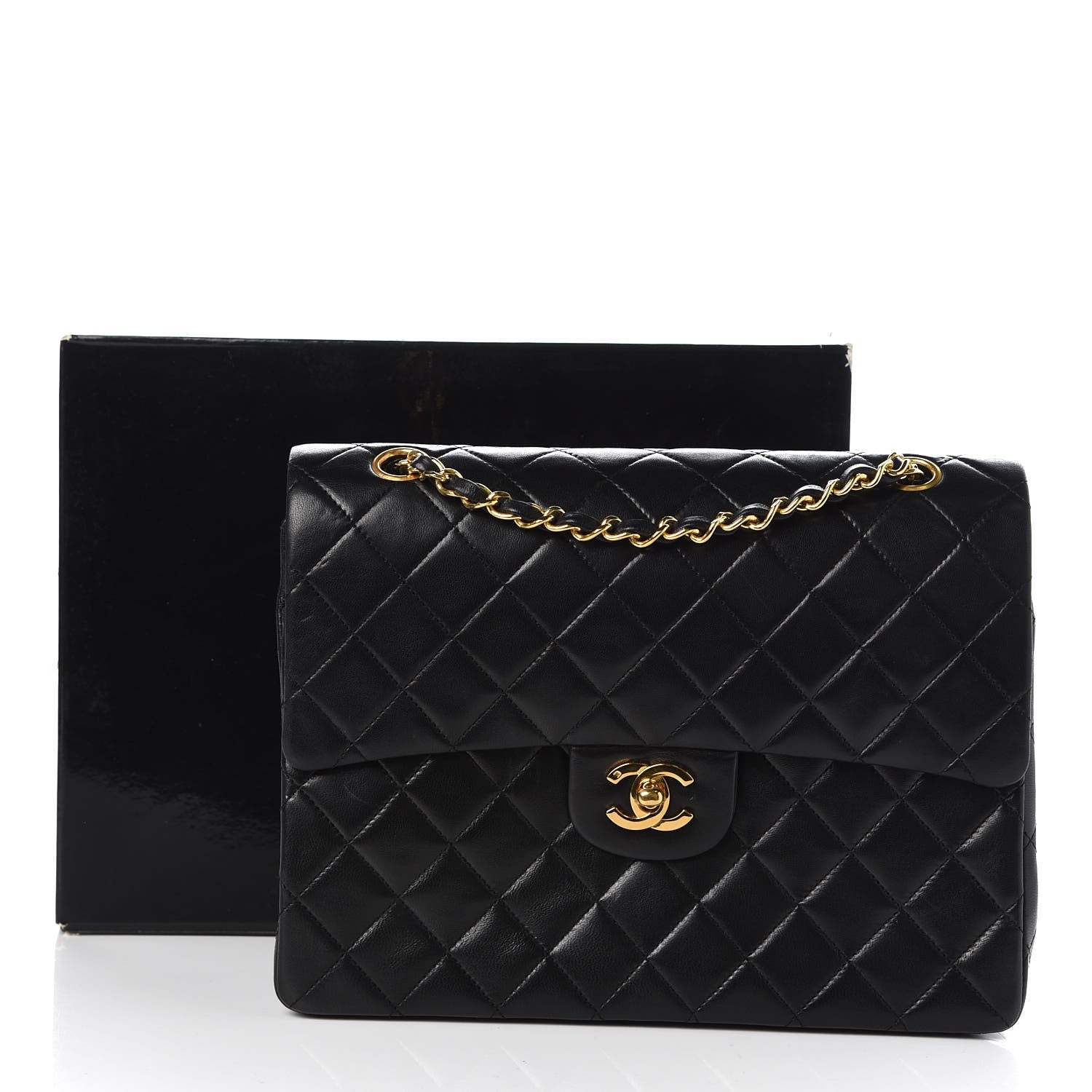 Chanel Lambskin Quilted Medium Double Flap Black 9 of 9