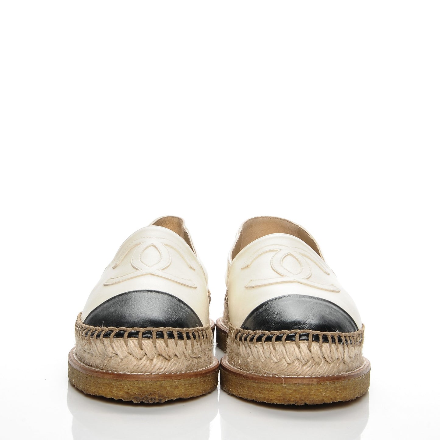 Lambskin CC Espadrilles 37 Ivory Black