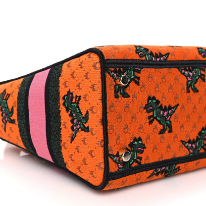 Christian Dior Canvas Embroidered Dino Medium Lady D-Lite Orange Multicolor 7 of 8