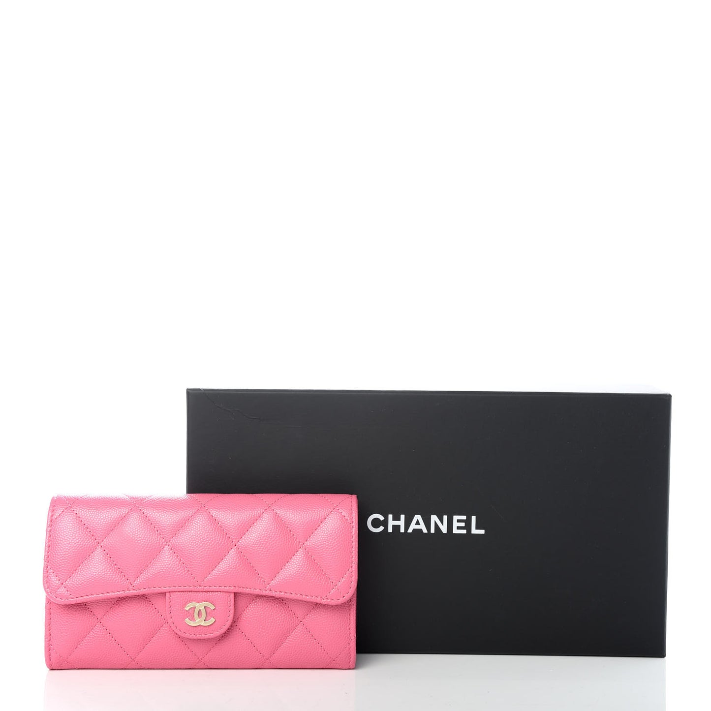Caviar Quilted Medium Flap Wallet Pink