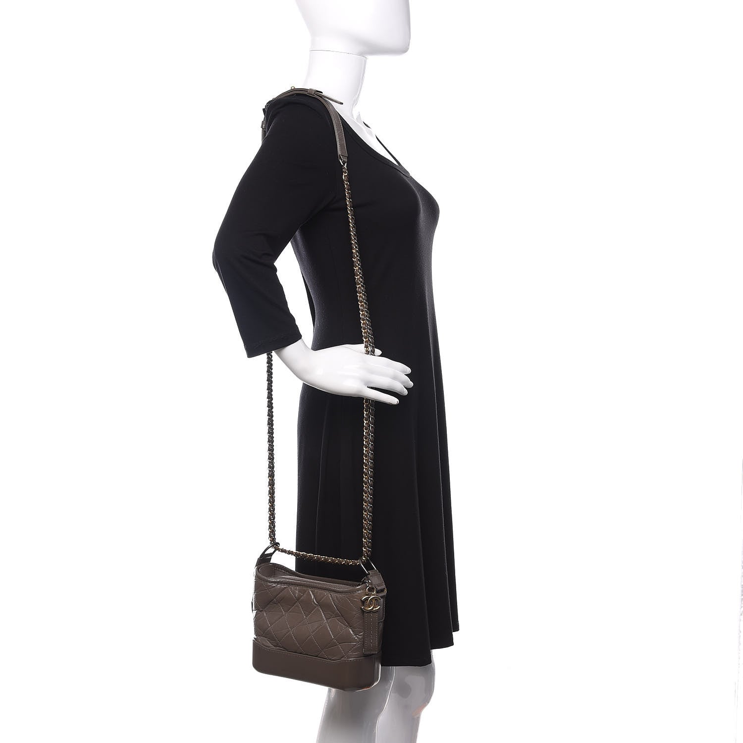 Chanel Aged Calfskin Quilted Small Gabrielle Hobo Grey 2 of 11