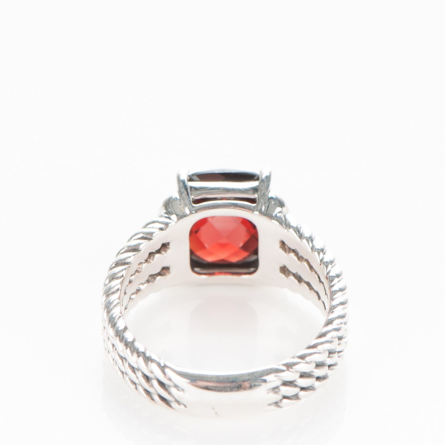 Sterling Silver Diamond Garnet 10mm Petite Wheaton Ring 51 5.75