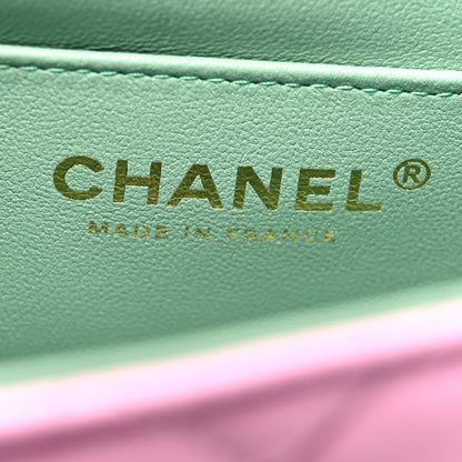 Chanel Lambskin Quilted Mini Top Handle Rectangular Flap Lilac Light Green 6 of 11