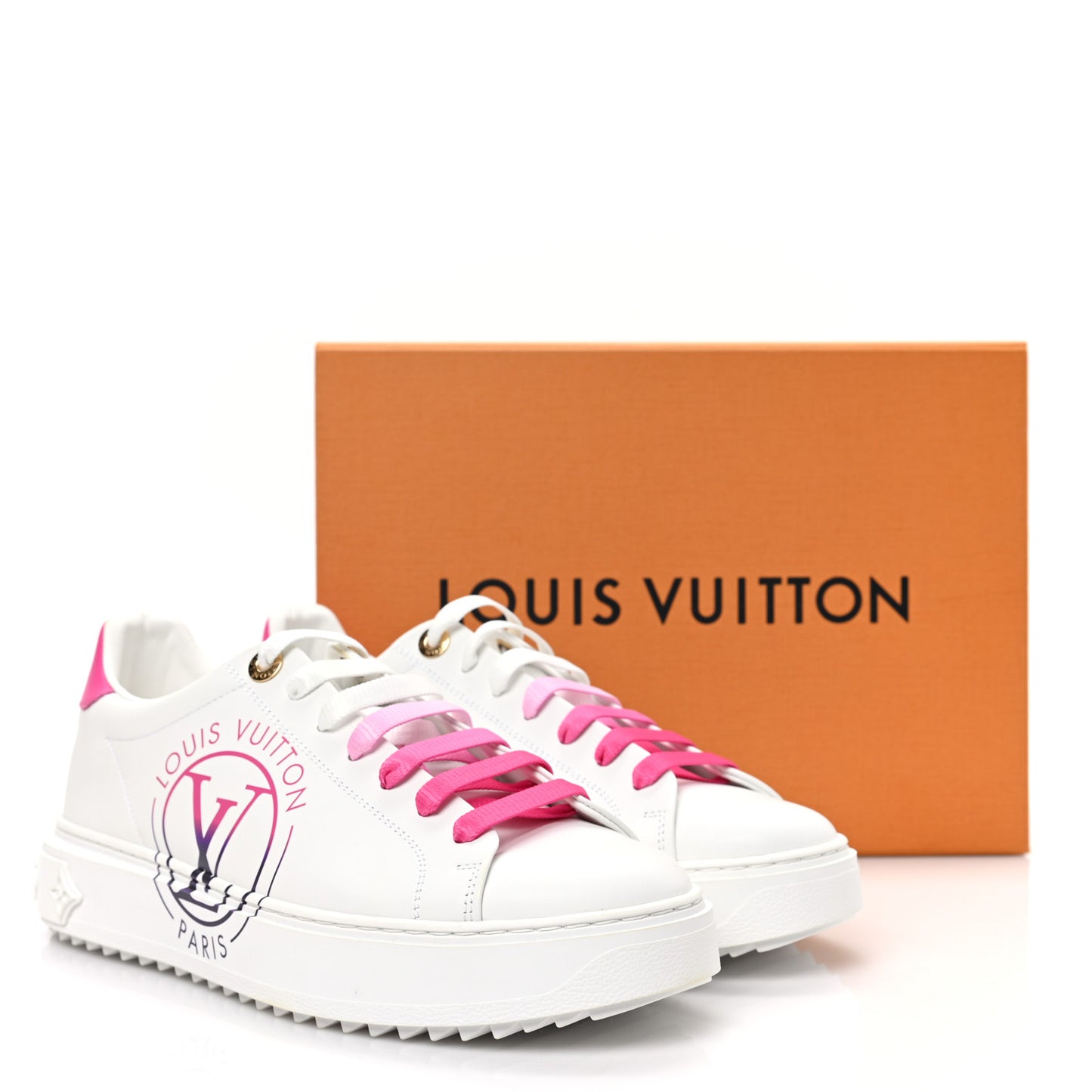 Monogram Time Out Sneakers 38.5 White Pink