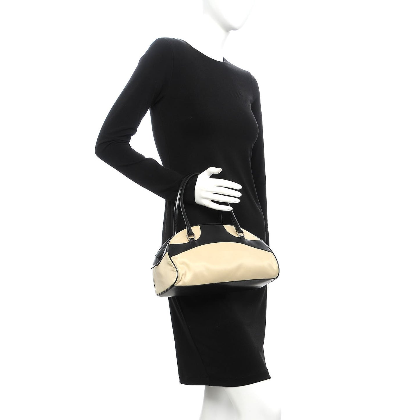 Tessuto Nylon Vitello Small Bowling Bag Black