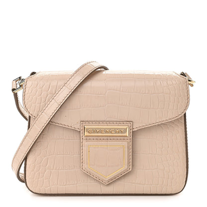 Givenchy Calfskin Crocodile Embossed Mini Nobile Shoulder Bag Nude Pink 1 of 9