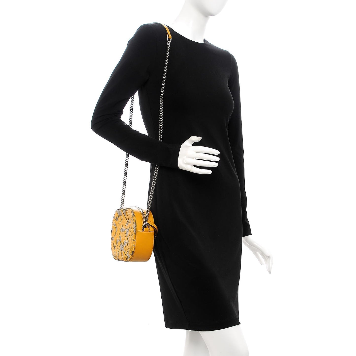 GG Supreme Monogram Arabesque Mini Chain Shoulder Bag Beige Yellow