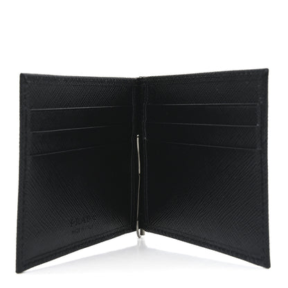 Prada Saffiano Money Clip Bi-Fold Wallet Black 5 of 7