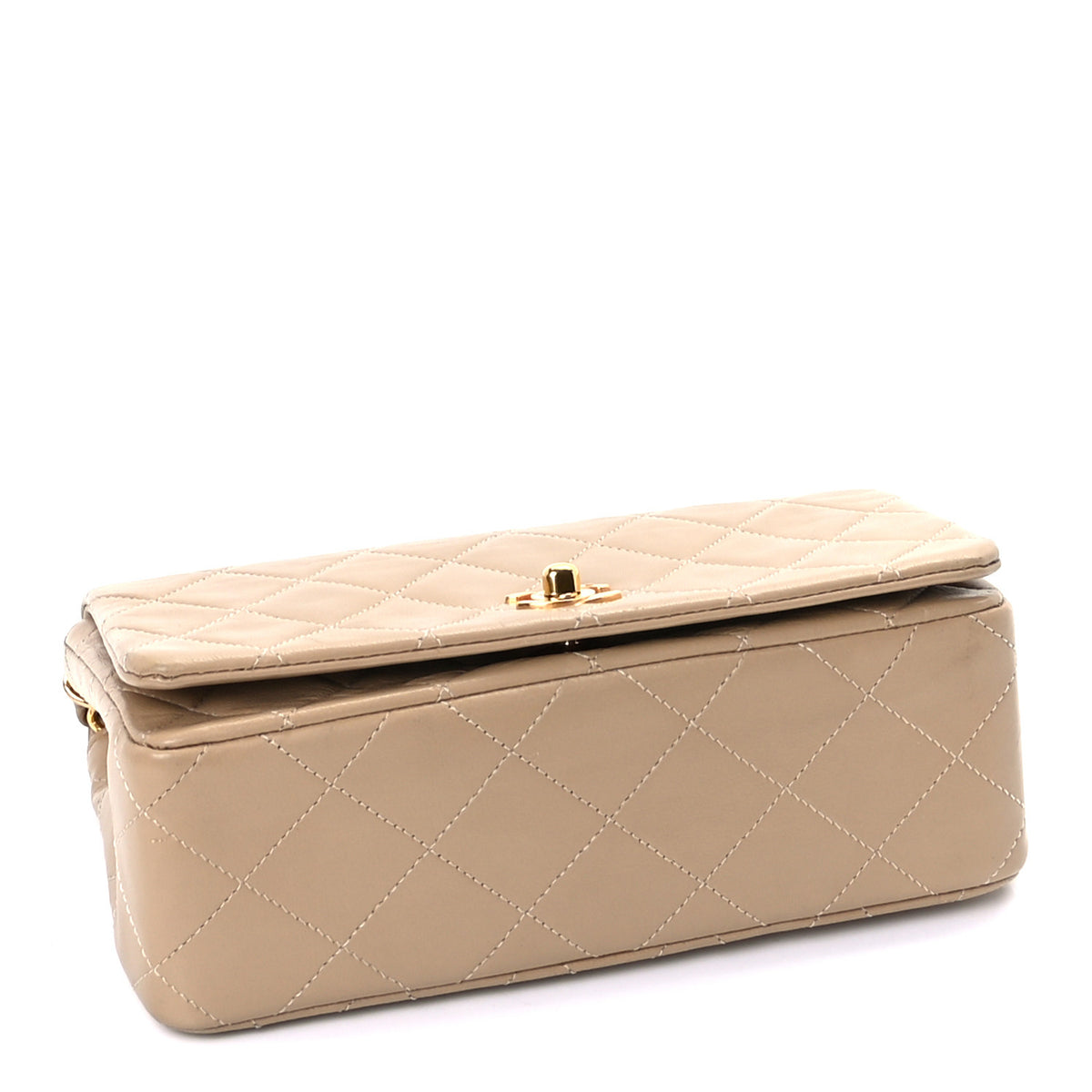 Chanel Lambskin Quilted Mini Single Flap Beige 3 of 9