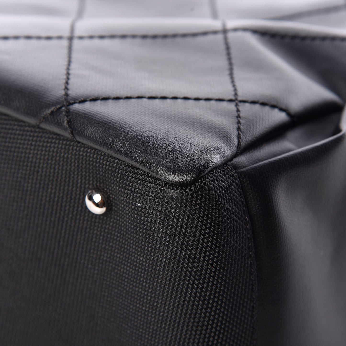 Coated Canvas Quilted Large Paris Biarritz Tote Black