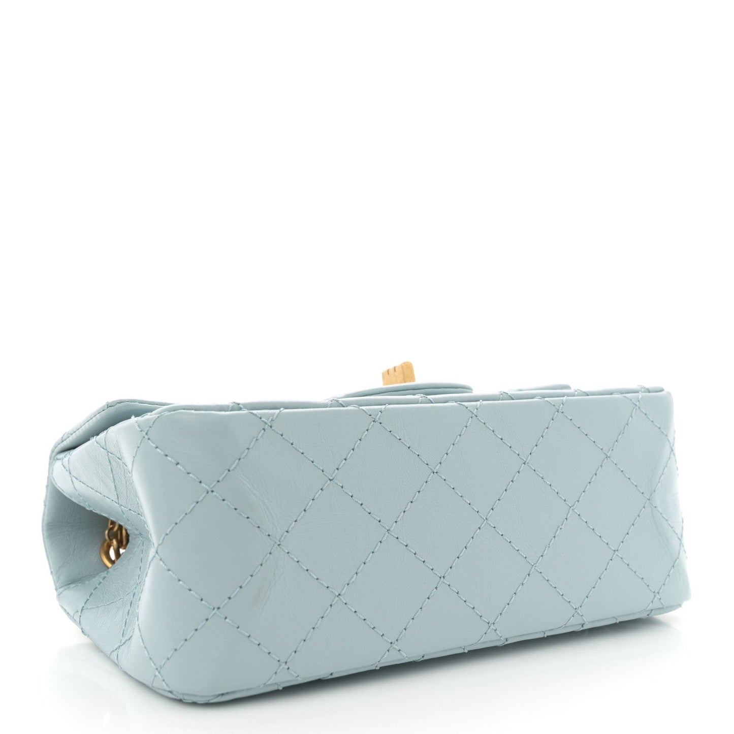 Aged Calfskin Quilted 2.55 Reissue Mini Flap Light Blue