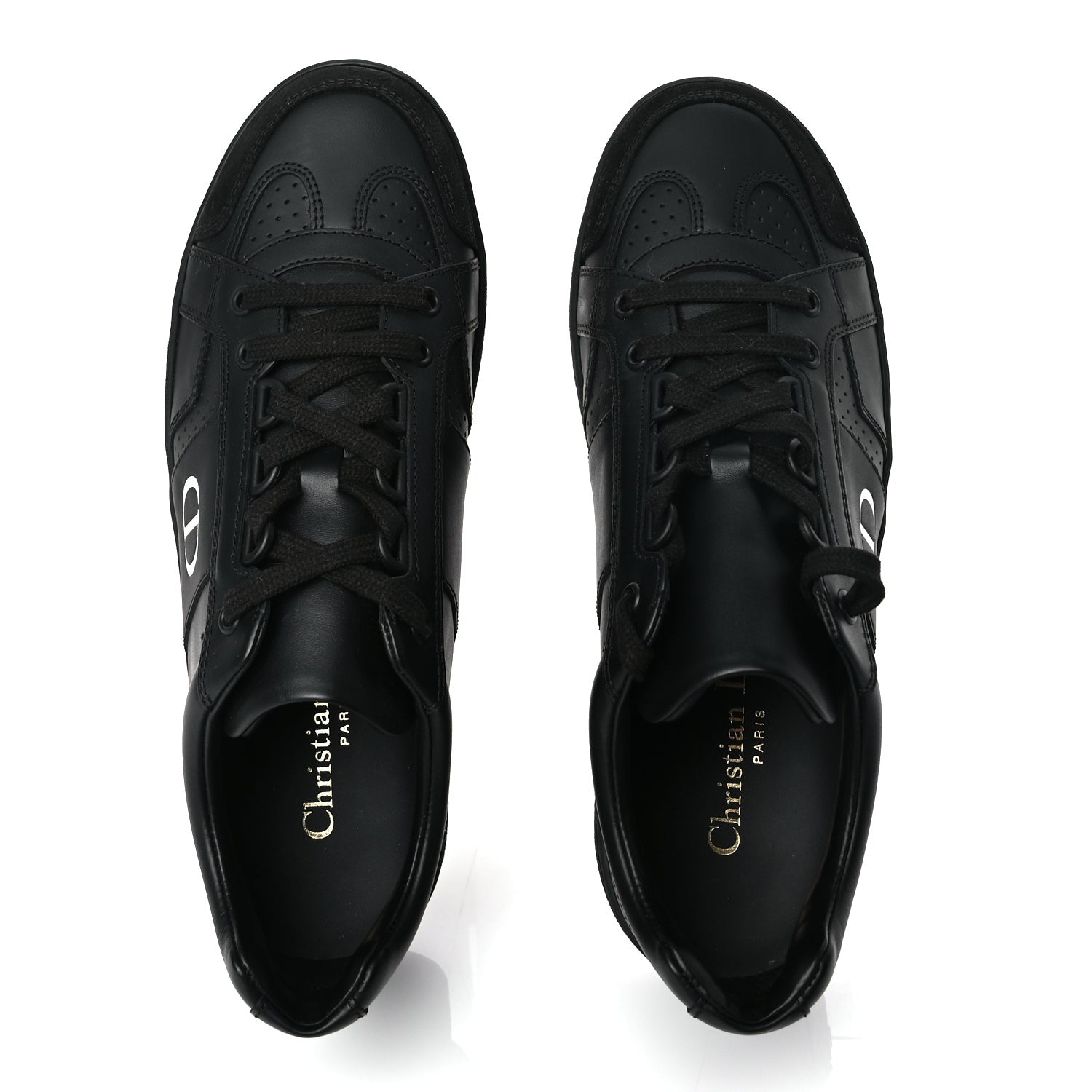 Christian Dior Calfskin Suede Logo Sneakers 36.5 Black 2 of 8