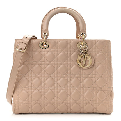 Christian Dior Lambskin Cannage Large Lady Dior Beige 1 of 15